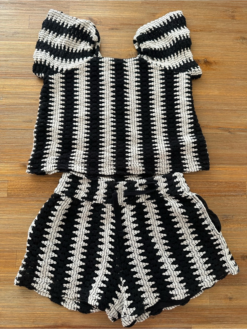 Cotton On Black and Cream Crochet Kids Top